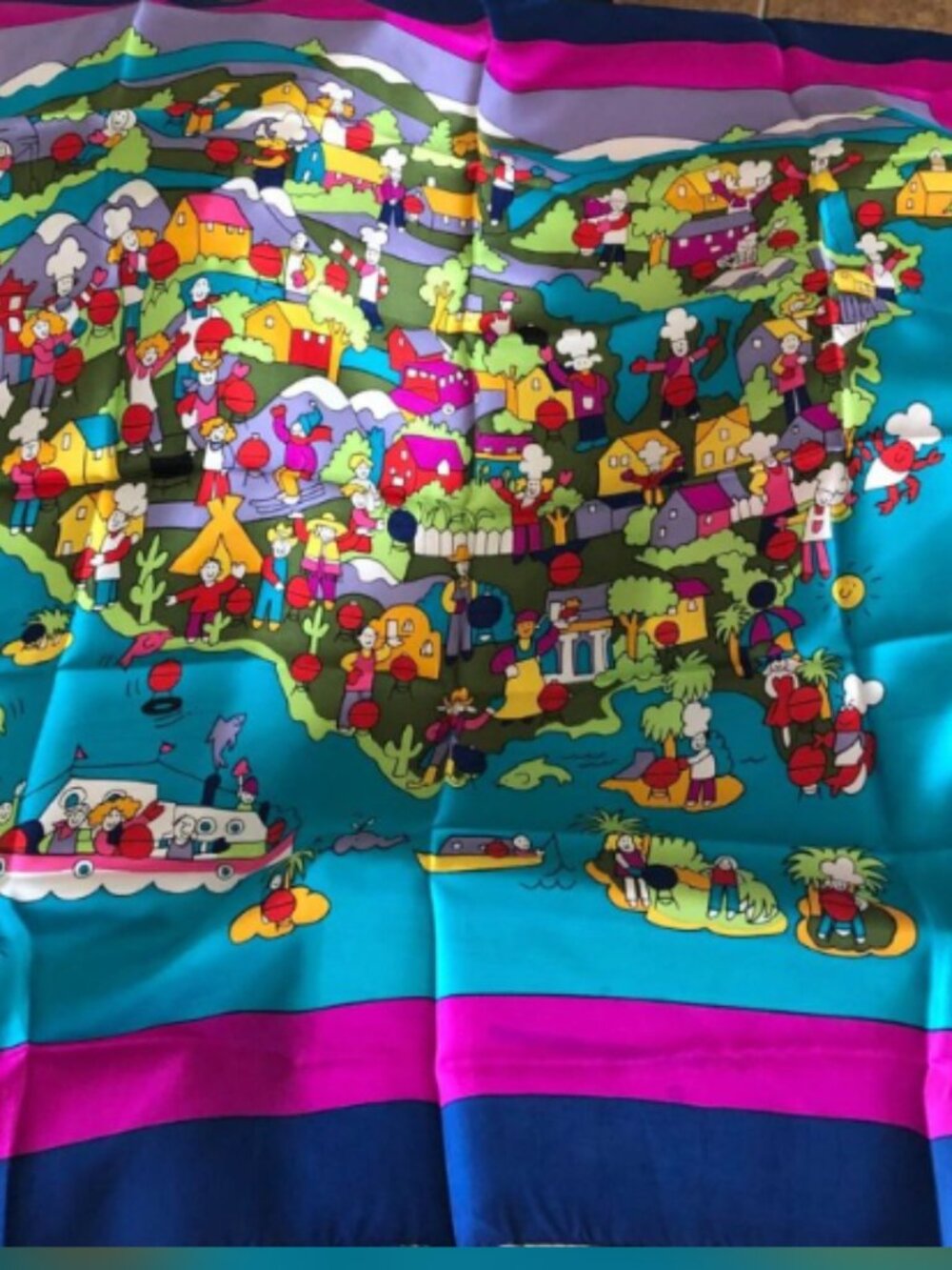 Silk Scarf Summer Weber Grill US Map
